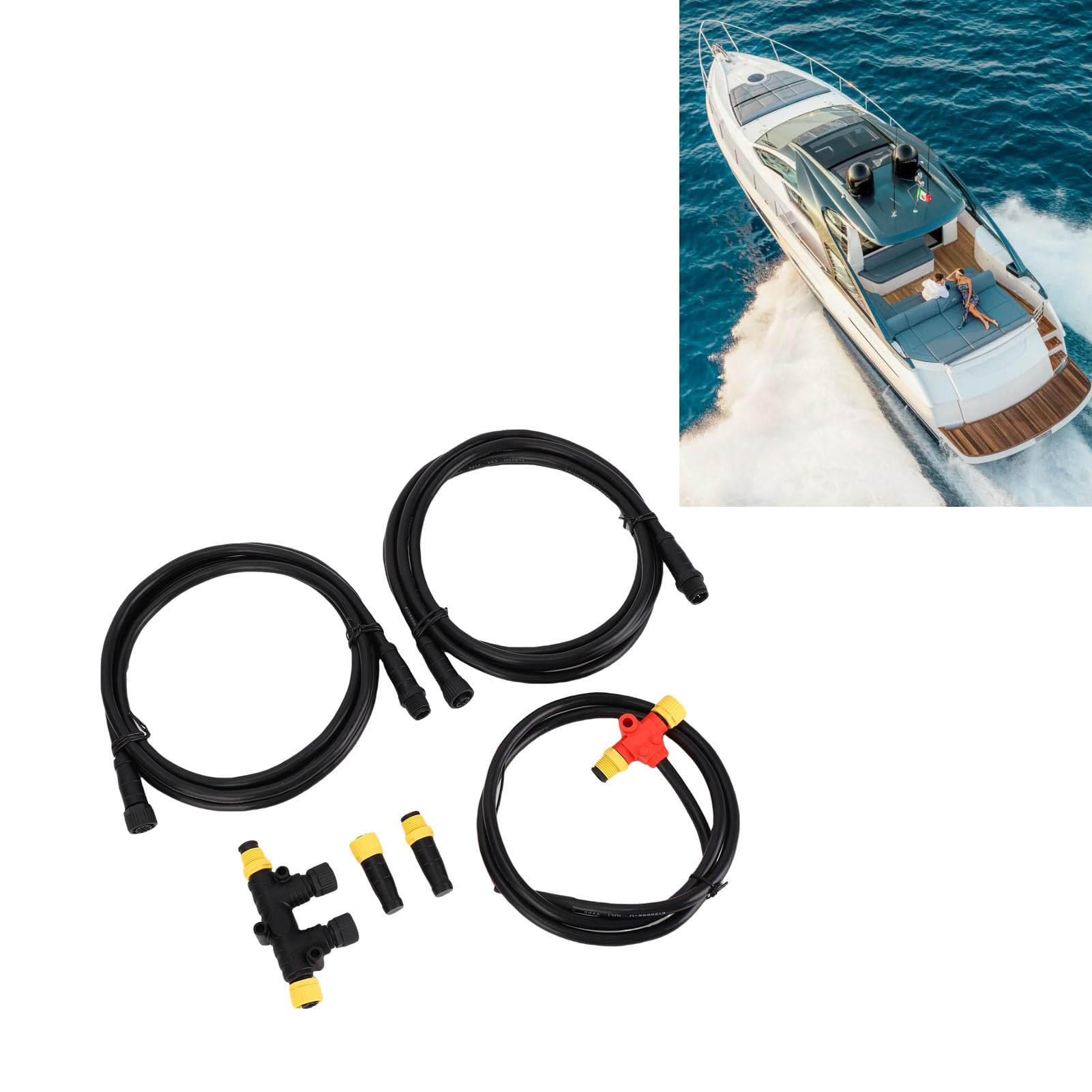 Kit de Inicio NMEA 2000, Cables Troncales de Grado Marino para Monitoreo de Datos del Motor, Plug and Play para Lowrance y Simrad