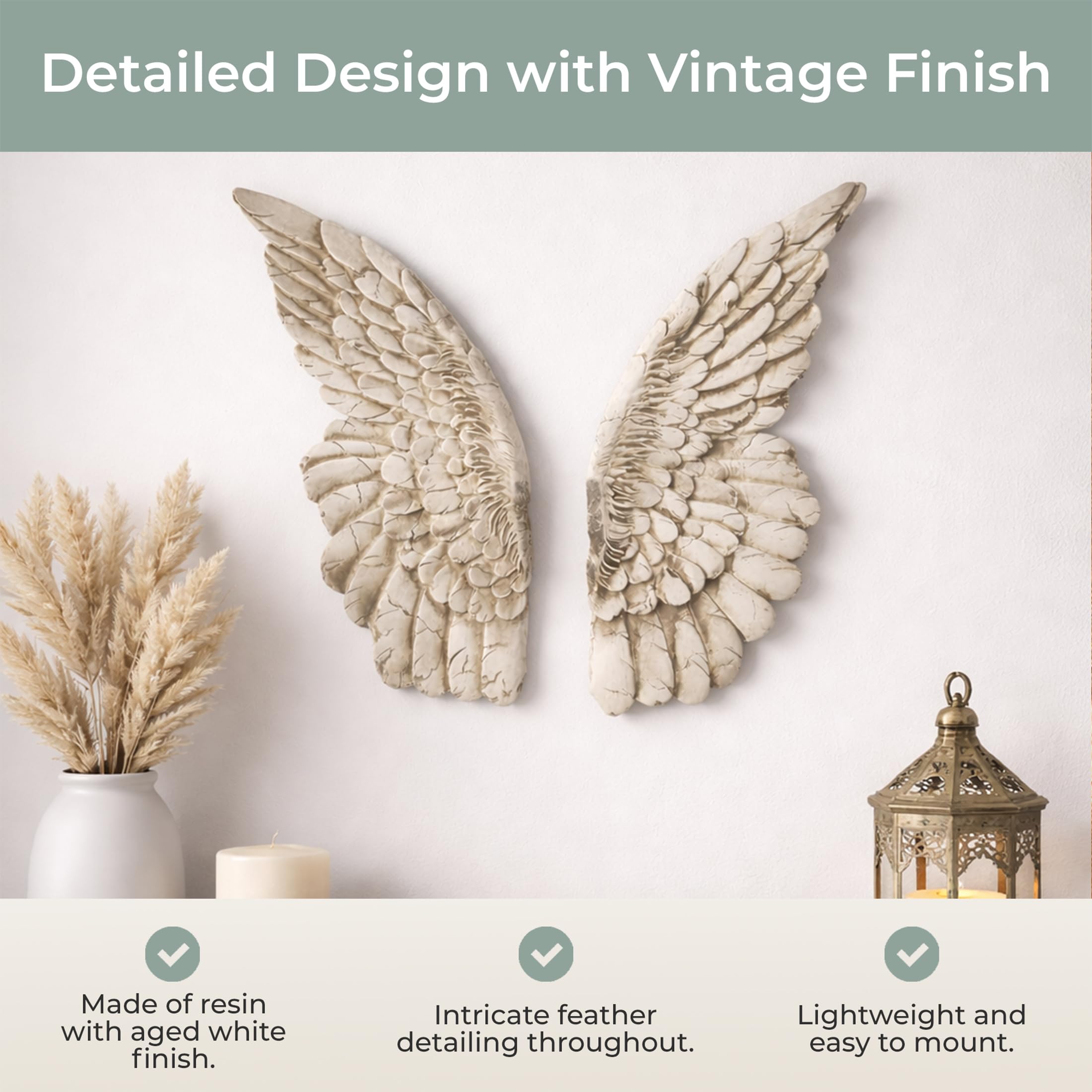 アンティーク雑貨 Pure White Angel Wings. Amazon.com: Zeckos Set of 2 Distressed Antique White Angel Wing