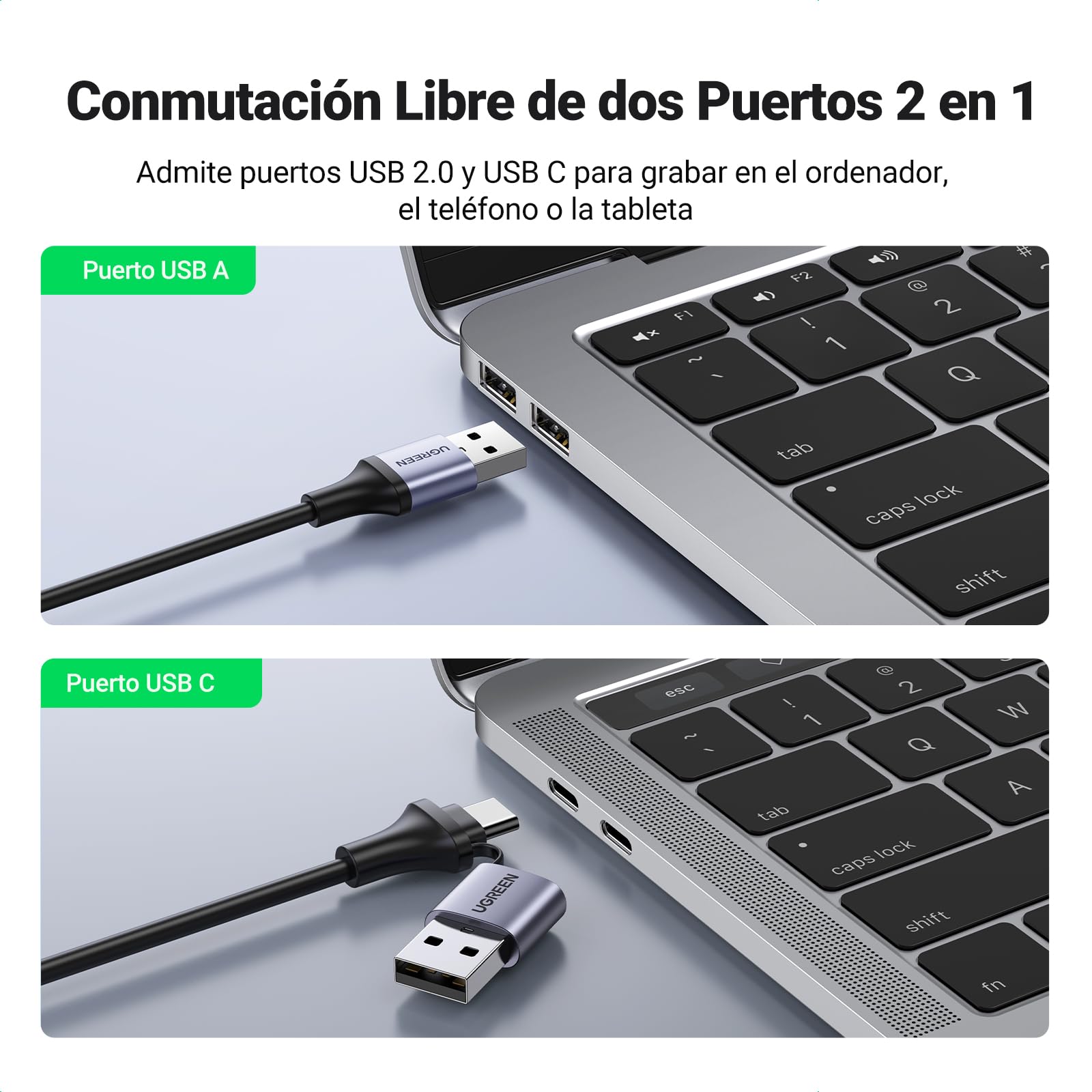UGREEN Tarjeta de Captura de Video HDMI a USB C Entrada 4K 1080P, Grabación de Video, Audio y Juegos, Compatible con Switch, PS4, PS5 Pro, Xbox, TV Stick, Cámara, iPad, MacBook, Teléfono, PC, Quest 3
