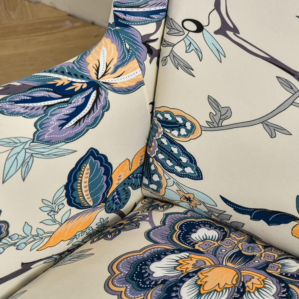 Printed Wingback Chair Slipcover Wing Chair Cover Furniture Cover Slipcovers for Wingback Chairs 2-Piece Super Stretch Modern Style Pattern Soft with Elastic Bottom (20)
