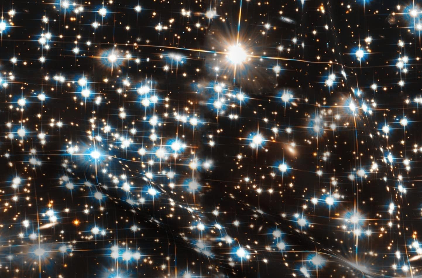 Spoonflower Fabric - Stars Sparkle Star Field Dark Galaxy Universe Outer Space Photo Blue Printed on Organic Cotton Sateen Fabric by The Yard - Sewing Quilting Apparel Home Decor