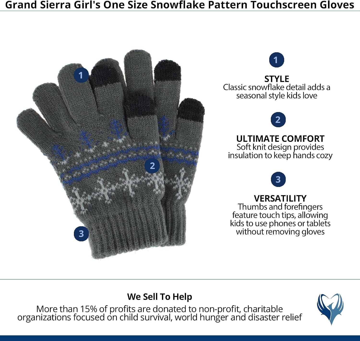 Girls' Snowflake Touchscreen Gloves by Grand Sierra