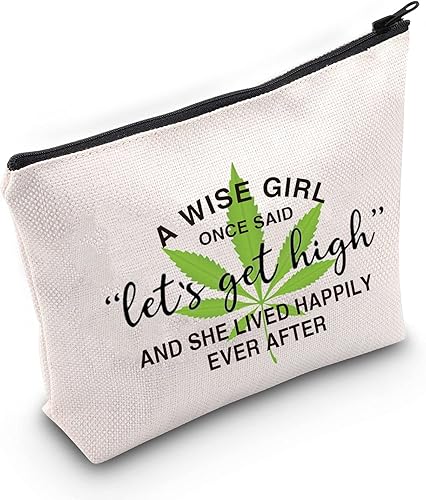 Miniatura 2 de ZJXHPO Divertida Marihuana Maleza Hoja Maquillaje Cosméticos Bolsa de Maquillaje Let's Get High Makeup Bag Weed Gift 420 Gift, Vamos a subir
