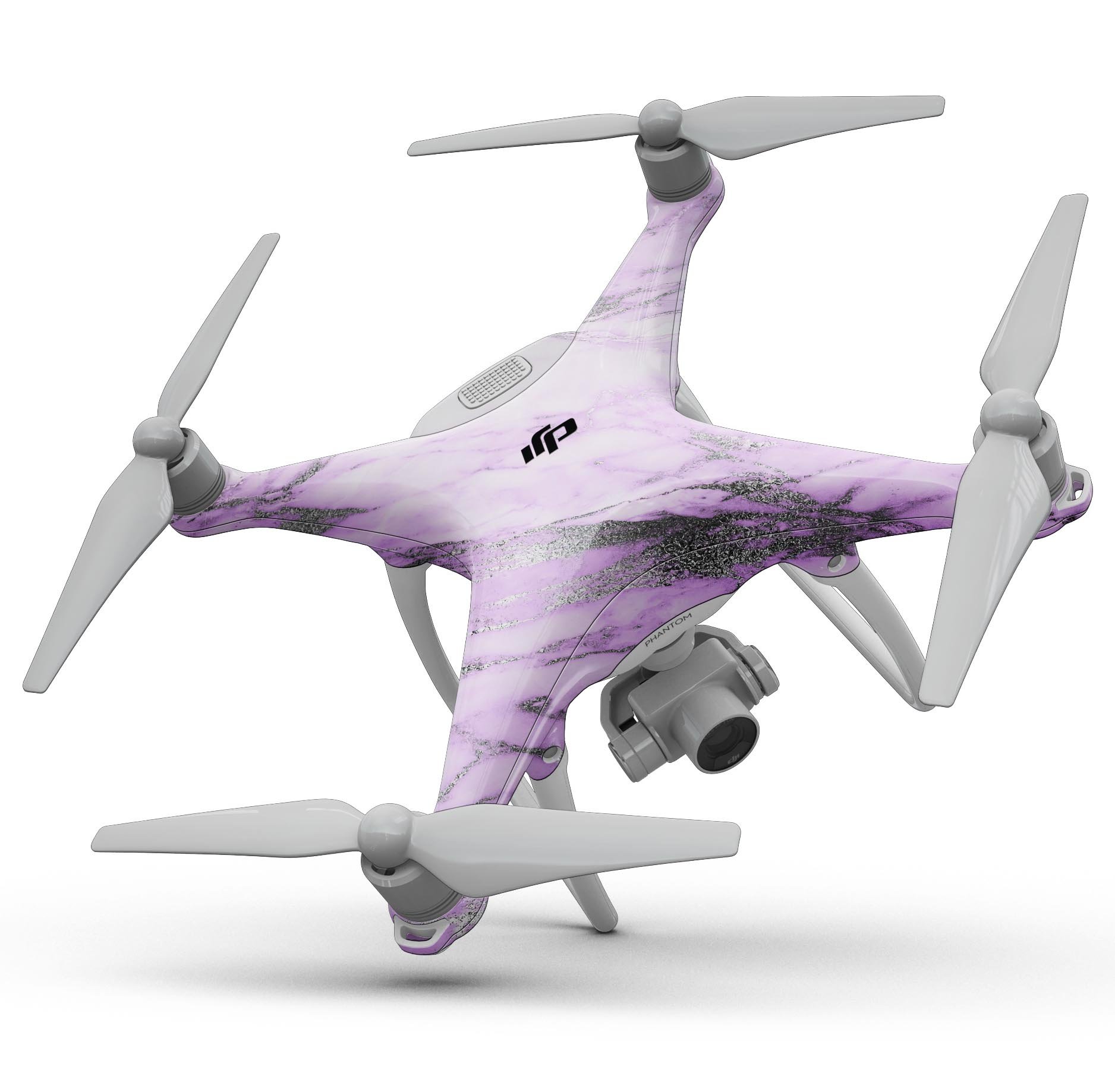 Design Skinz Design Skinz Purple Marble & Digital Silver Foil V10 Full-Body Wrap Decal Skin-Kit Compatible with The Drone DJI Phantom 4 Pro