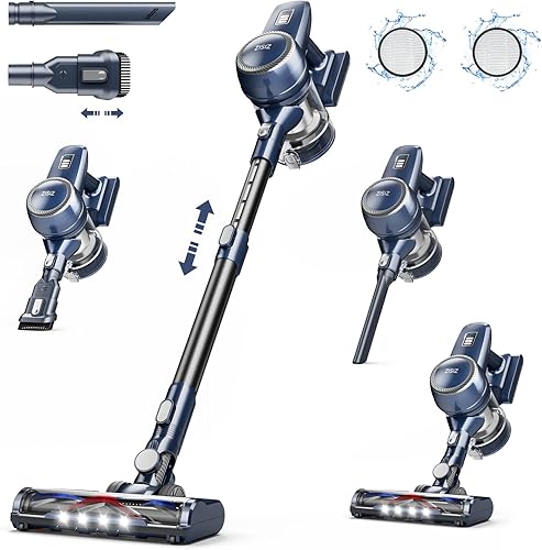 Aspiradora inalámbrica, aspiradora ZISIZ Stick con potente succión, aspiradora recargable de 40 minutos, aspiradoras ligeras para mascotas en el