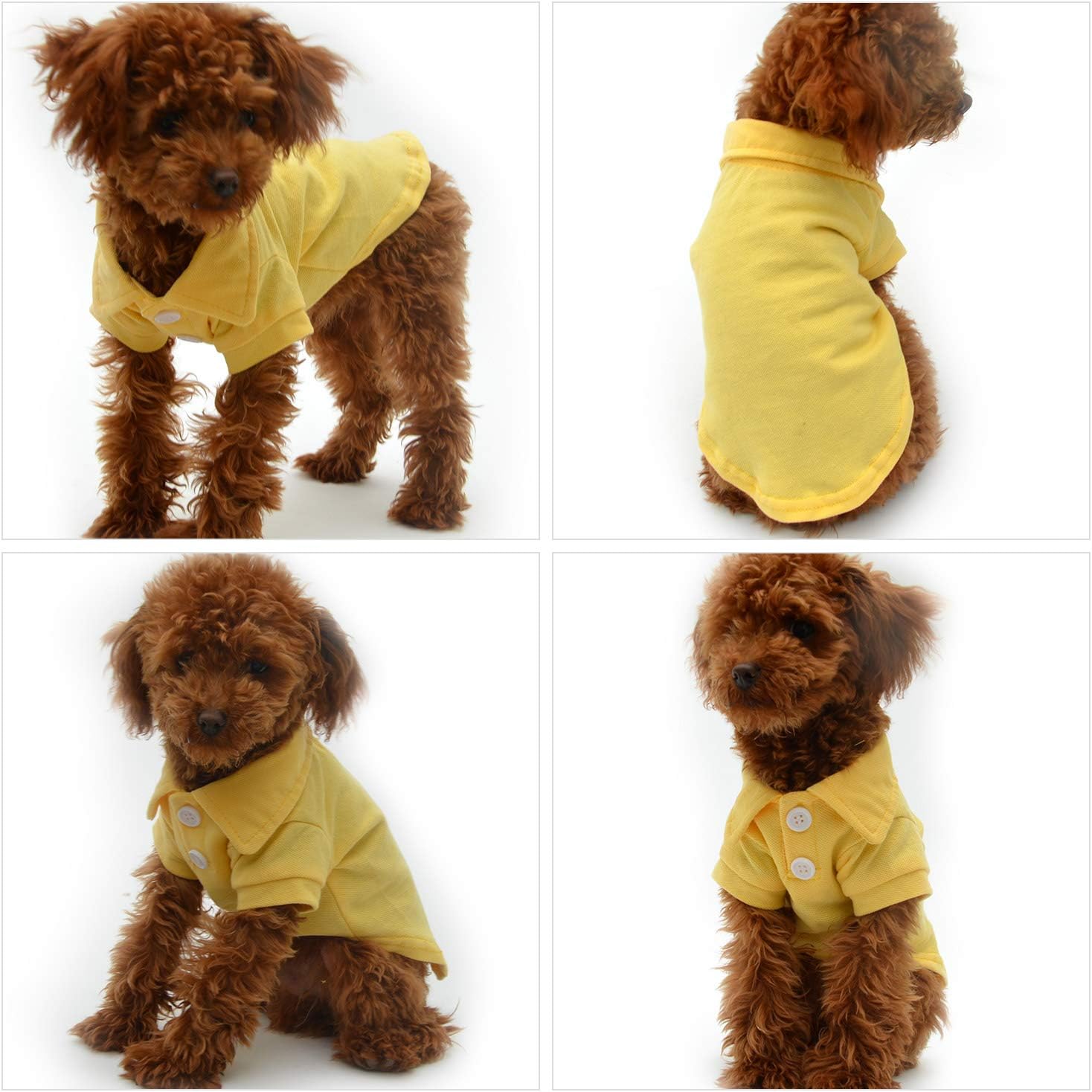 lovelonglong Basic Dog Polo Shirts Premium Cotton, Polo T-Shirts for Large Medium Small Dogs with a Two-Button Collar Blank Color Yellow XL image 4