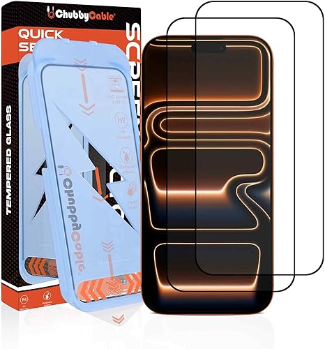 chubbycable ChubbyShield Ultra - Protector de pantalla de vidrio templado HD para iPhone 17 Pro Max HD, caja de instalación ultra fácil, eliminación