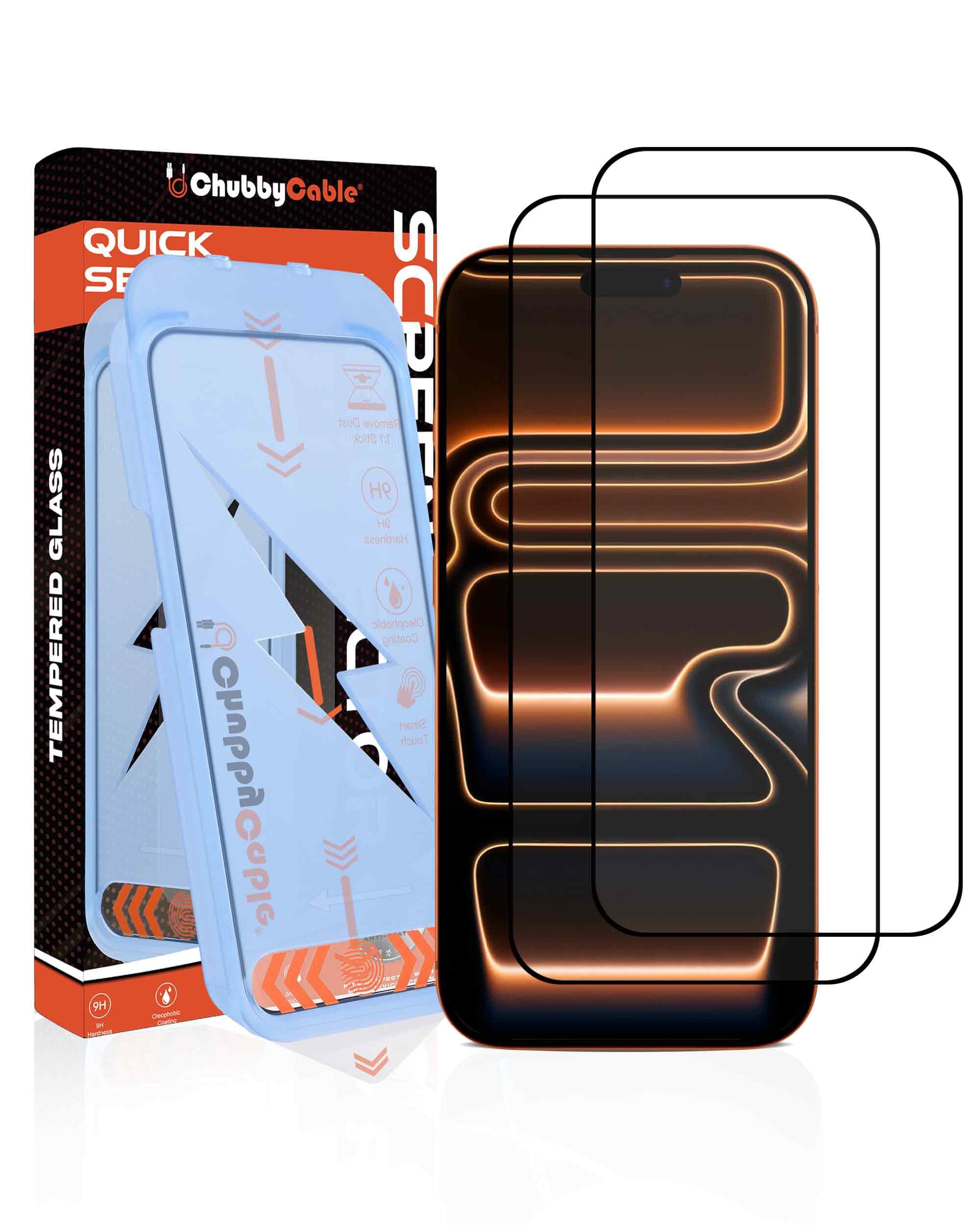 chubbycable ChubbyShield Ultra Lot de 2 films de protection d'écran en verre trempé HD pour iPhone 17 Air HD Boîte d'installation ultra facile Élimination automatique de la poussière et sans bulles