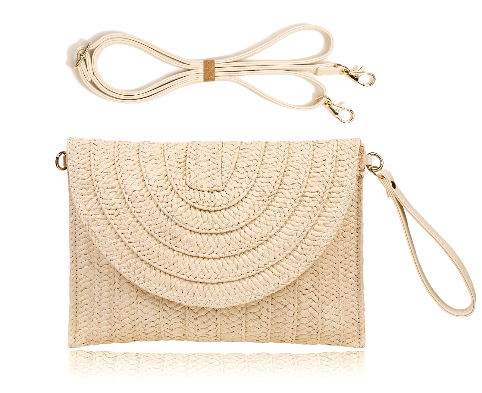 COOKOOKY Straw Clutch Handbag Summer Beach Straw Purse for Women woven Envelope Bag
