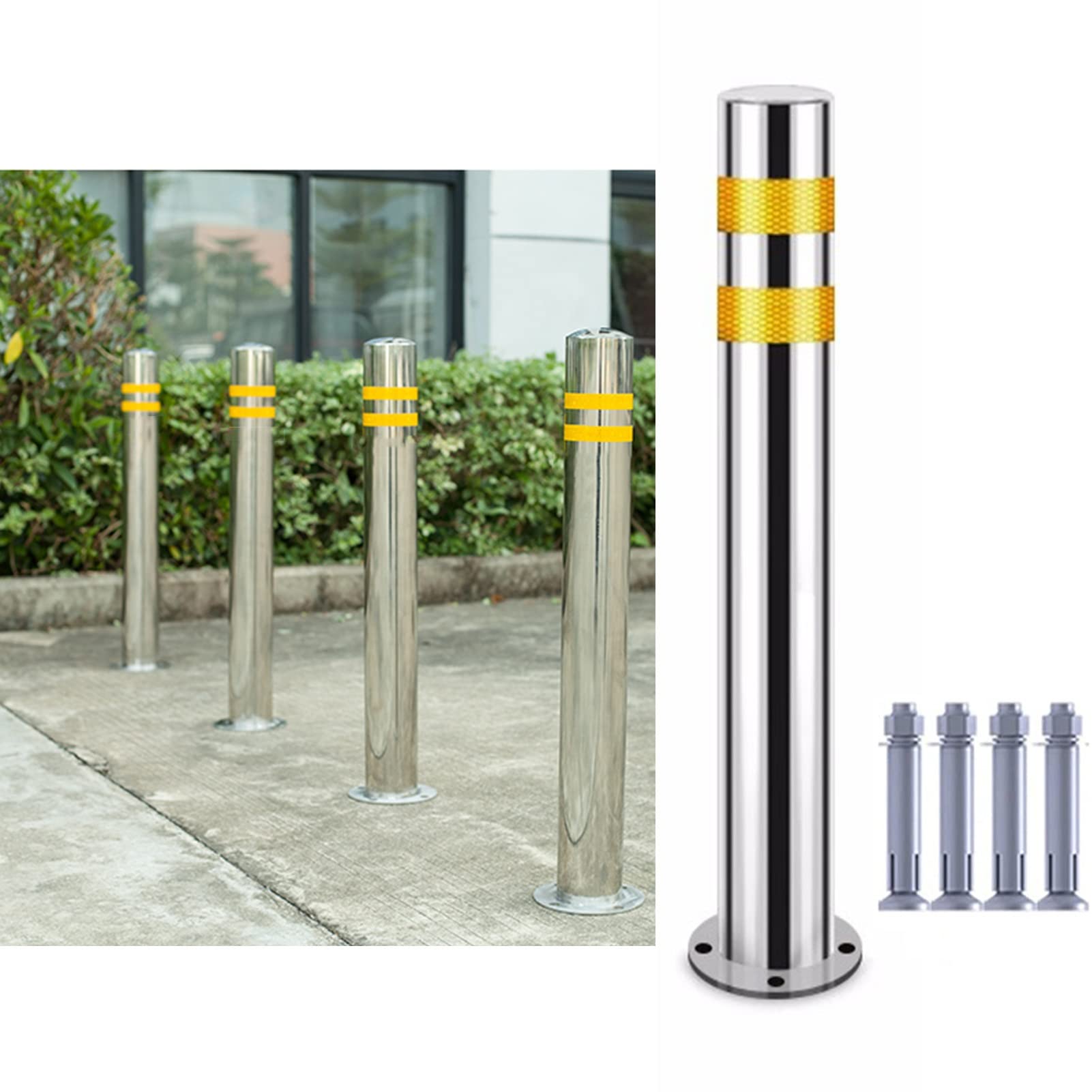Cône de signalisation et poteau de délimitation rond en inox pour sécuriser votre cour intérieure