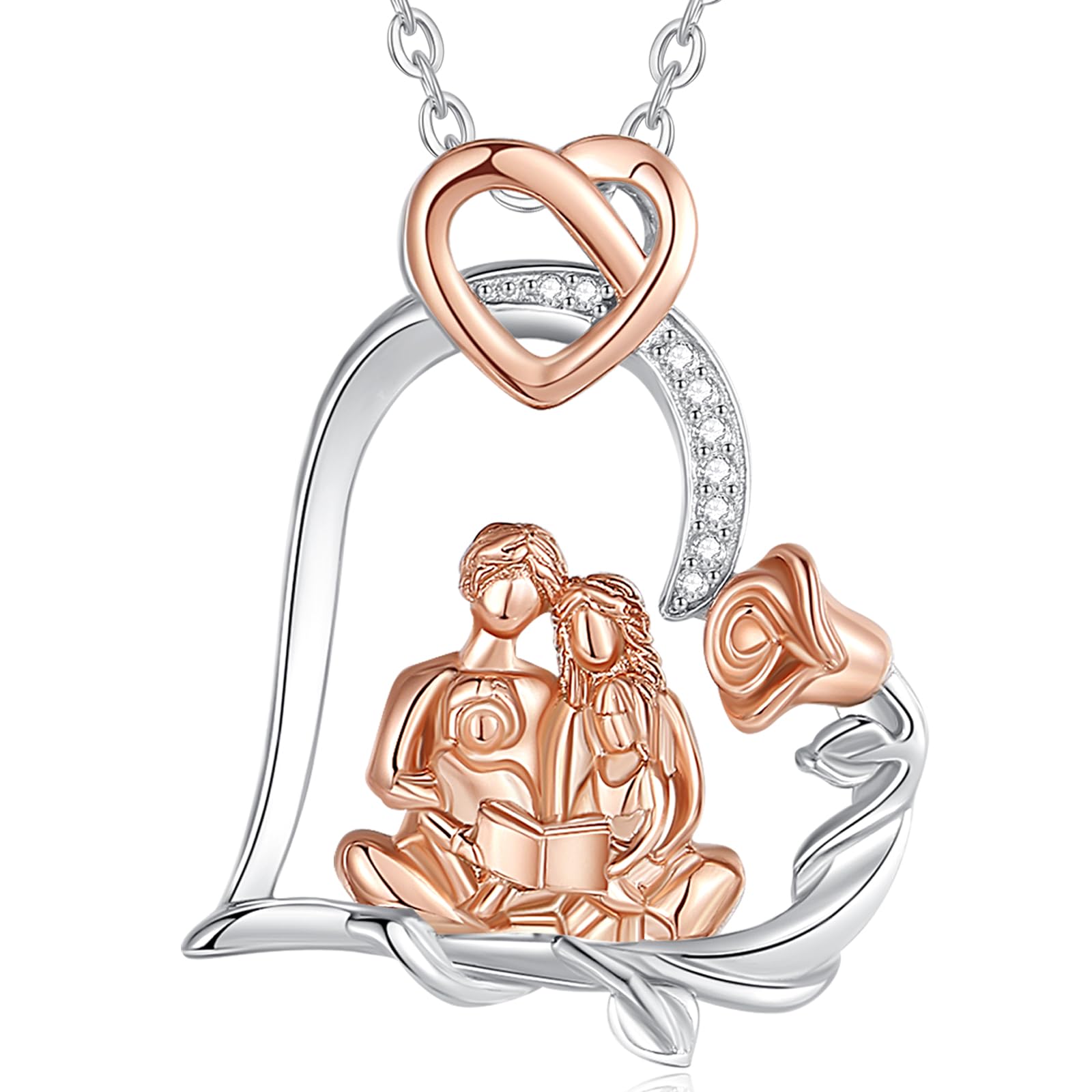 EUDORA Harmony Ball Collana Madre Bambina Argento Sterling 925 per Donna, Ciondolo Madre Figlia Doppio Cuore Gioielli Regalo Festa della Mamma per Mamma Moglie, Catena da 45 cm
