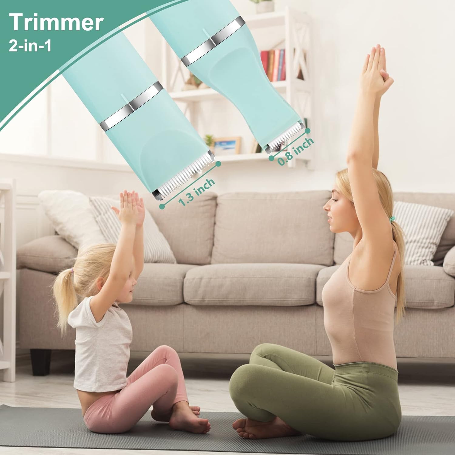 Recortadora de bikini para mujer, maquinillas de afeitar eléctricas para mujer, IPX7 impermeable y fácil limpieza, hoja de cerámica, recortadora de pelo púbico recargable para mujer, verde 6