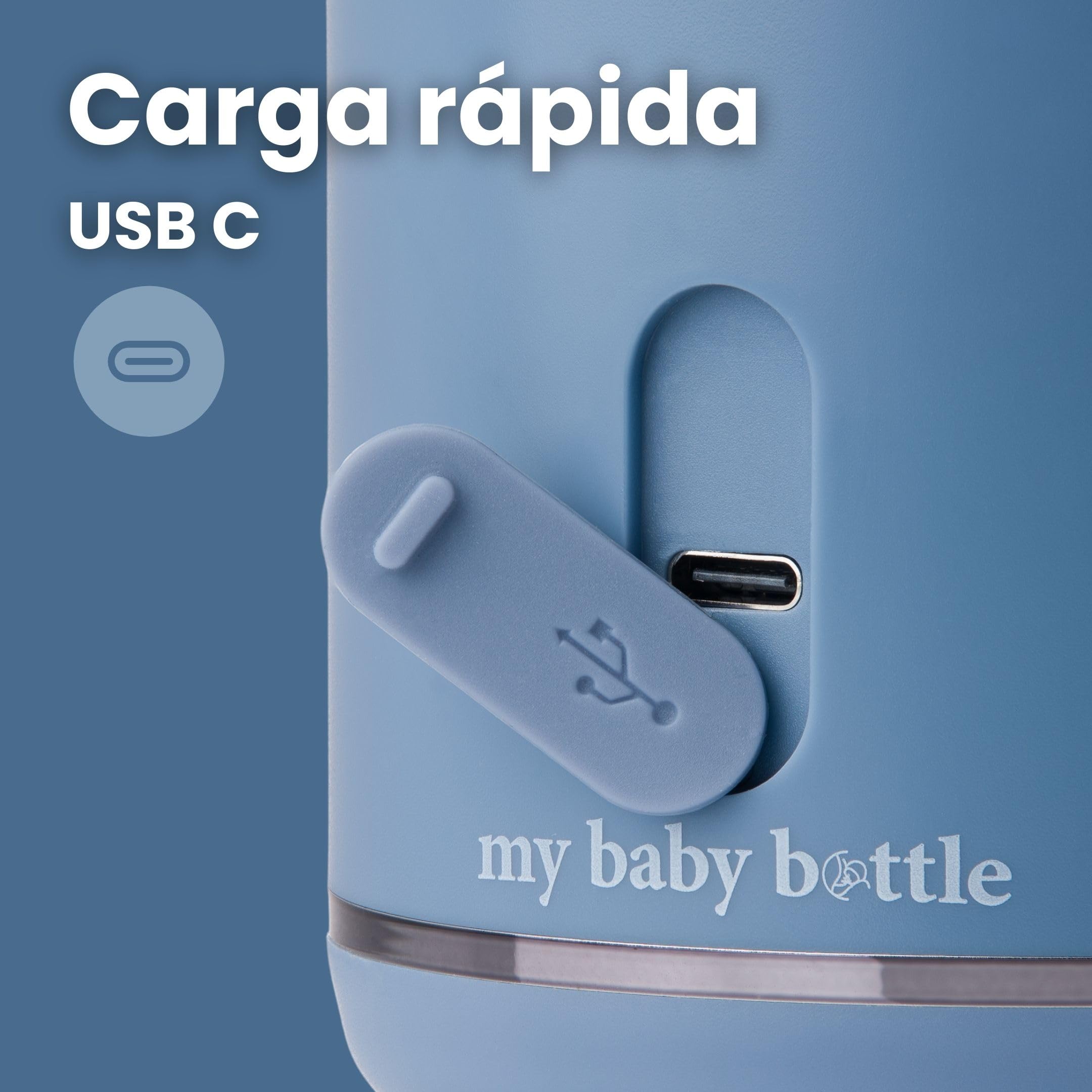 Calentador de Biberones Portátil Para Viajes, Calentamiento Rápido y Control Inteligente de Temperatura, Recargable Por USB (azul)