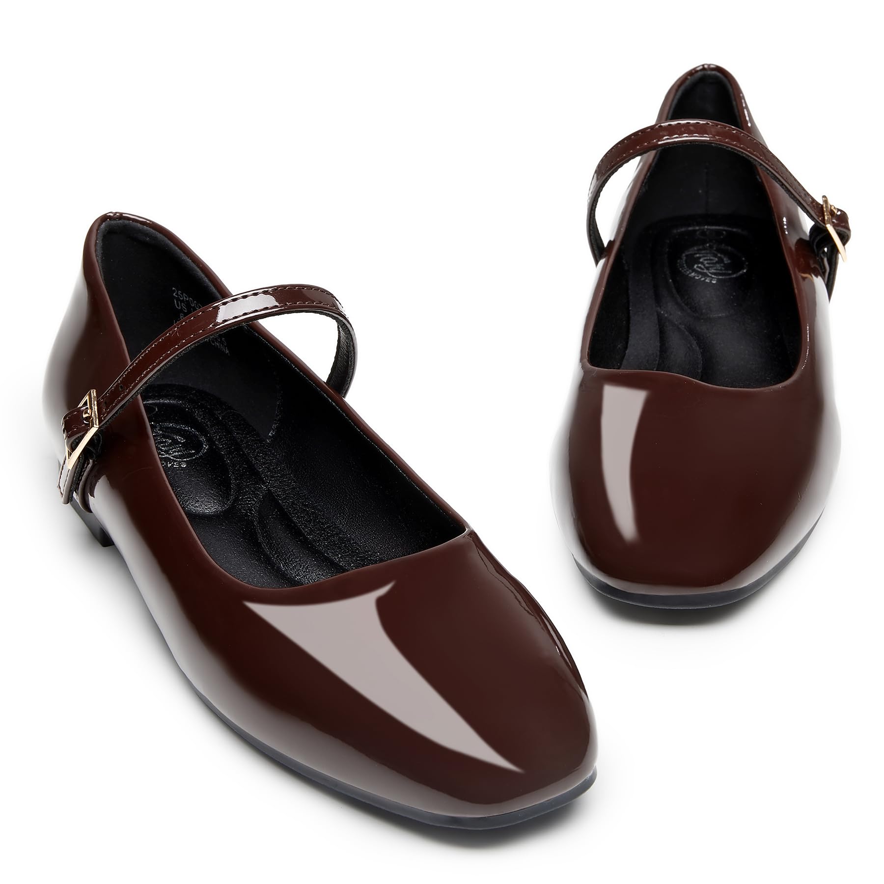 Snapklik.com : Mary Jane Shoes Women, Dark Brown Ballet Flats Square ...