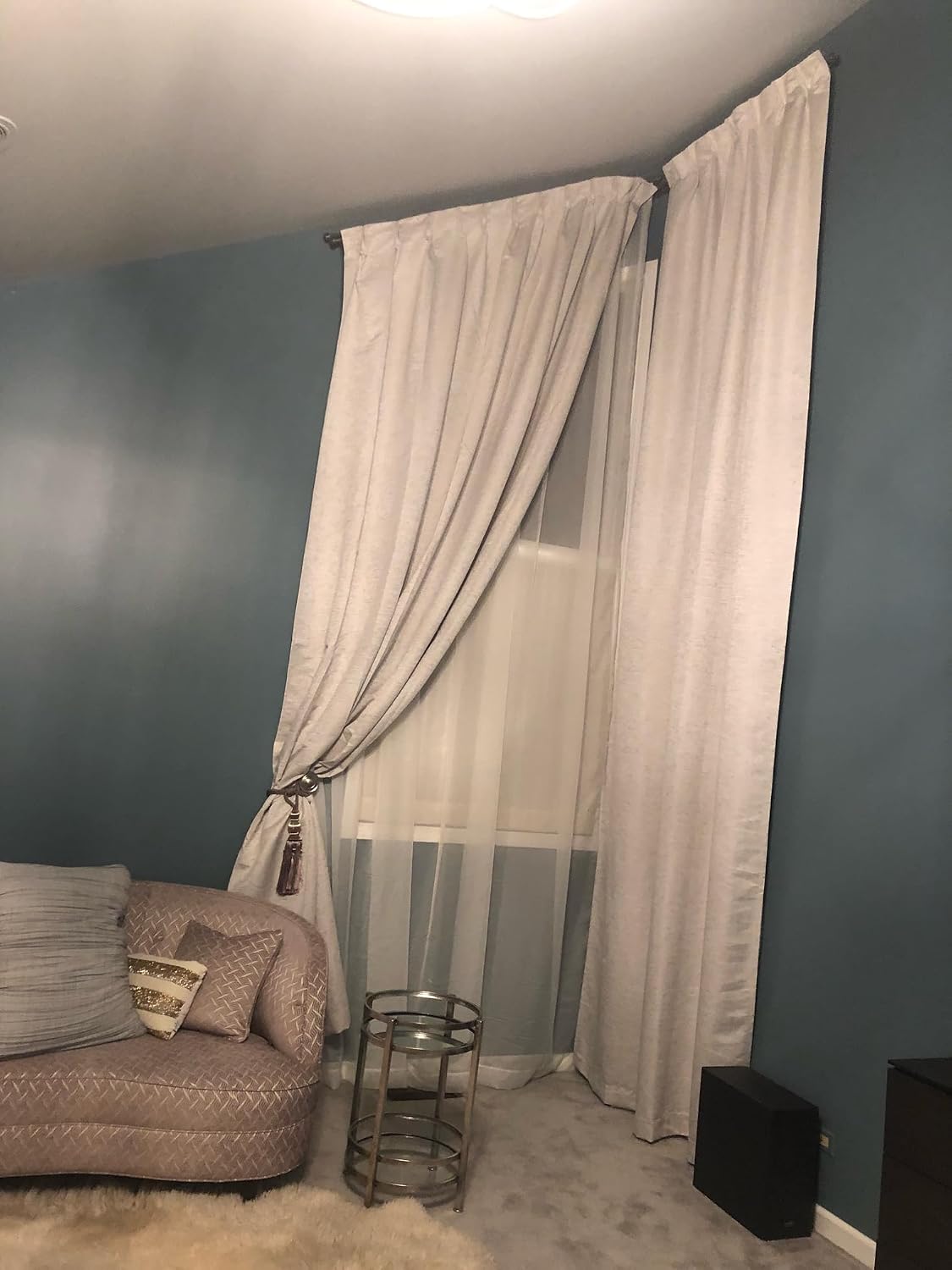 Ikiriska Angled Curtains for Vault apex Ceiling (1 Panel) Any Fabric Color. Custom Made Drapes. Pinch Pleats, Grommets, Pocket top rake Head Windows