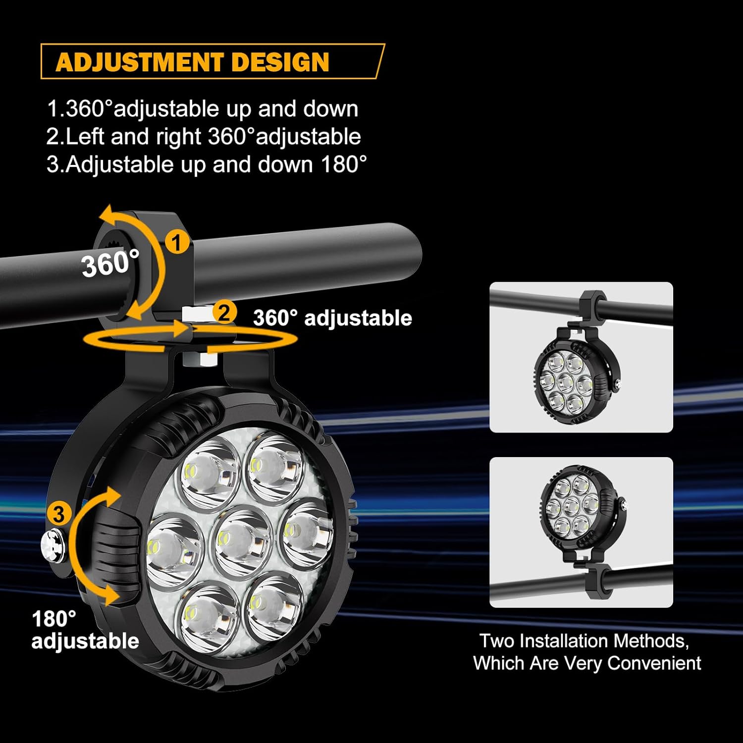 4.5 Inch Round Motorcycle LED Fog Light, 100W Amber White LED Driving Spotlight Auxiliary Light Kit Offroad Lights with Mount Brackets Wire Harness for Motorcycle Wrangler Car Truck UTV ATV