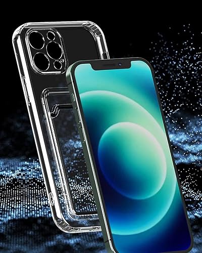 Miniatura 3 de Funda compatible con iPhone 12 Pro con soporte para tarjetas, funda transparente con ranura para tarjetas, ultrafina, suave, a prueba de golpes,