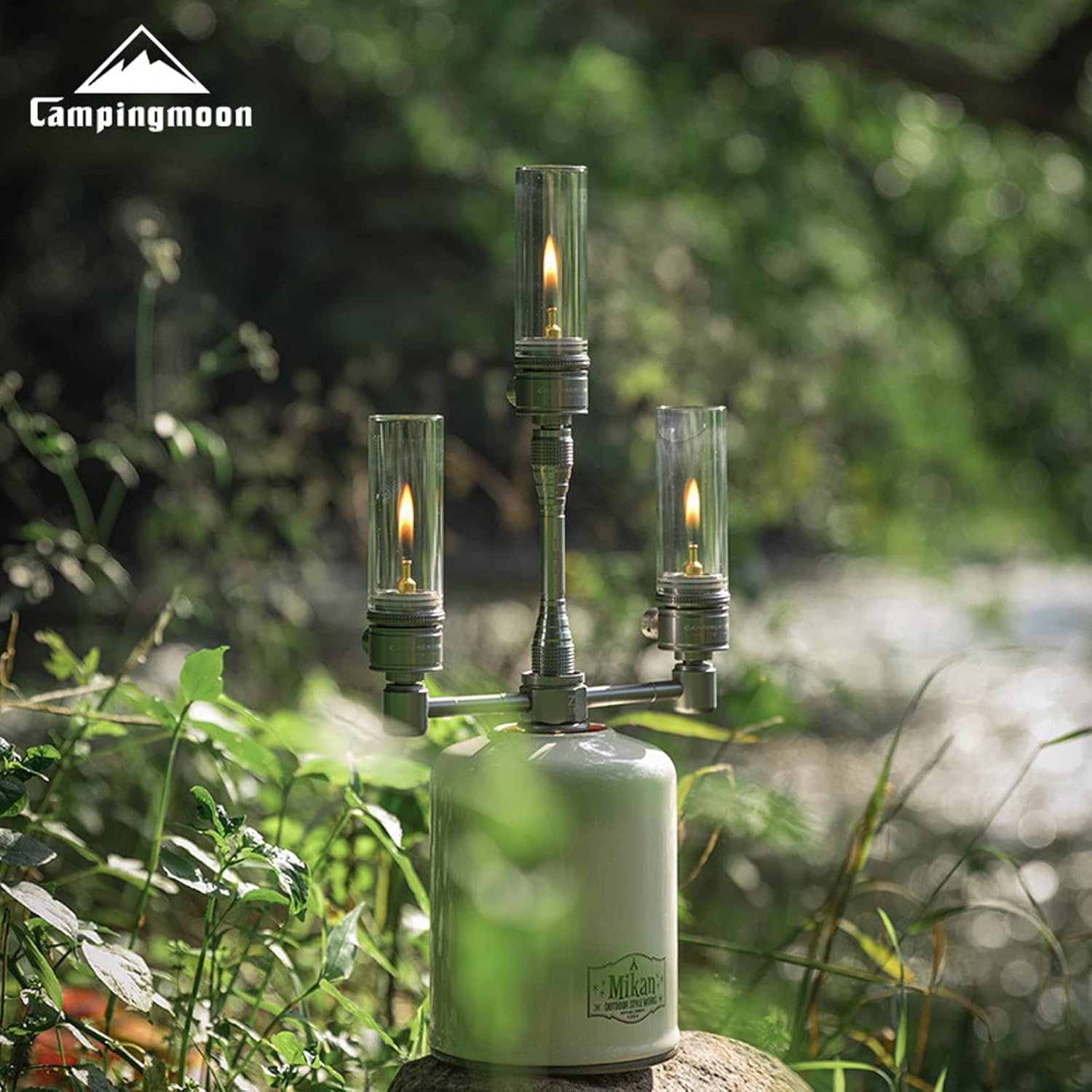 Campingmoon Camping Gas Lantern Gas Lamp Portable Outdoor Dreamlike Candle Sliver Camping Tent Lantern Glass Lantern