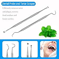 Vista 3 de Herramientas dentales, kit profesional de herramientas de limpieza de dientes, removedor de placa profesional, de acero inoxidable, raspador
