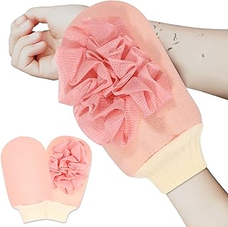 Exfoliating Glove - Korean Exfoliating Mitt Exfoliating Body Scrub for Women & Men, Body Scrubbers for Use in Shower, Dual-use Loofah Shower Gloves, Remove Dead Skin Keratosis Pilaris Treatment (Pink)