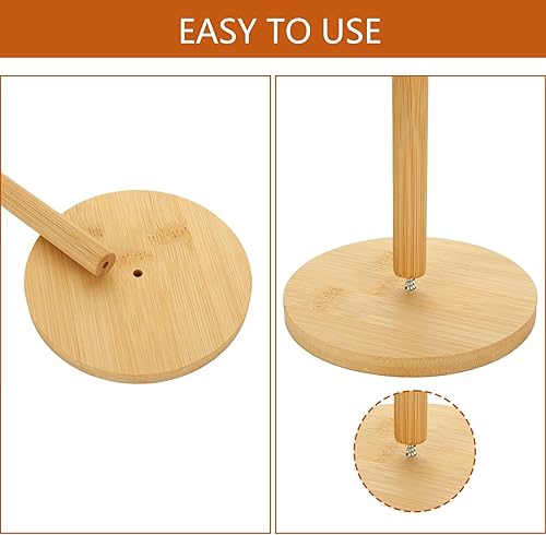 Miniatura 4 de 4 soportes para toallas de papel de madera, soporte para toallas de papel de madera, soporte antideslizante para rollos de papel para encimera de