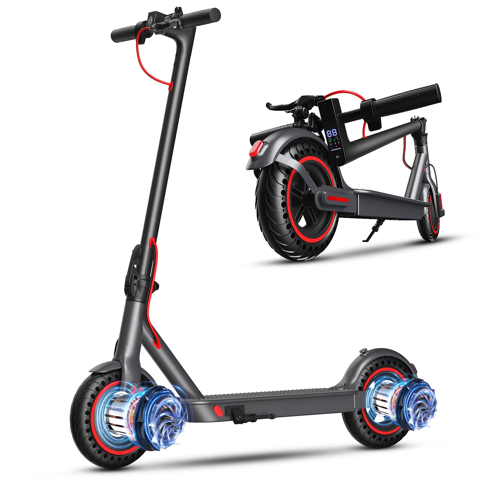 OBX Electric Scooter Adults 500W Motor 8 5 Solid Tires 19MPH 18 Miles Range Folding E Scooters with