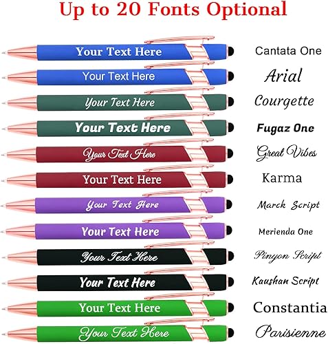 Miniatura 5 de LMJUEJIN Bolígrafos personalizados con nombre o logotipo, tinta negra, 12 bolígrafos personalizados de metal con grabado sin lápiz capacitivo,