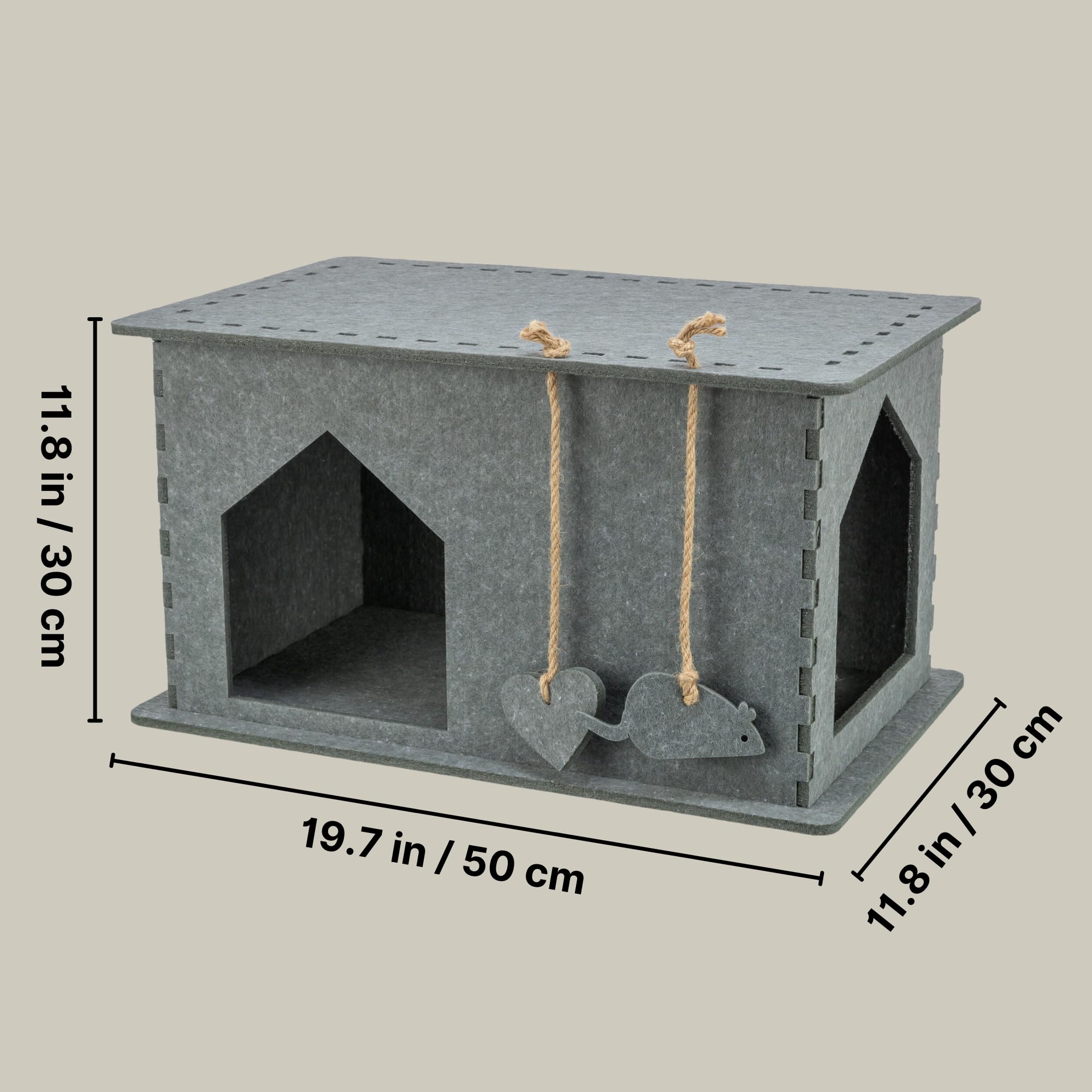 TRIXIE Katzenhöhle Lene, kuschelig & waschbar – 54 x 30 x 35 cm, grau