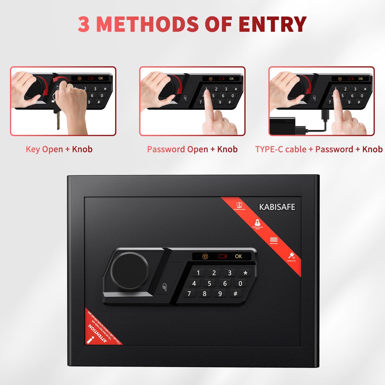25L Safe Tresor für Zuhause, Möbeltresor mit Zahlenschloss,Digitaler Tresor mit Herausnehmbares Regal und Alarmanlage,Wandtresor für Schmuck Bargeld Dokumente