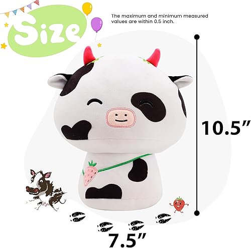 Miniatura 3 de Cuteoy Almohada de peluche de hongos y vaca de fresa, almohada de ganado de peluche, juguetes de peluche, muñecas suaves y lindas, regalos para
