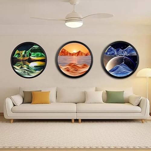 Miniatura 6 de BGFJYUK Decoración artística de arena móvil de 11.4 pulgadas, arte de arena para montar en la pared, escultura dinámica 3D de movimiento líquido,