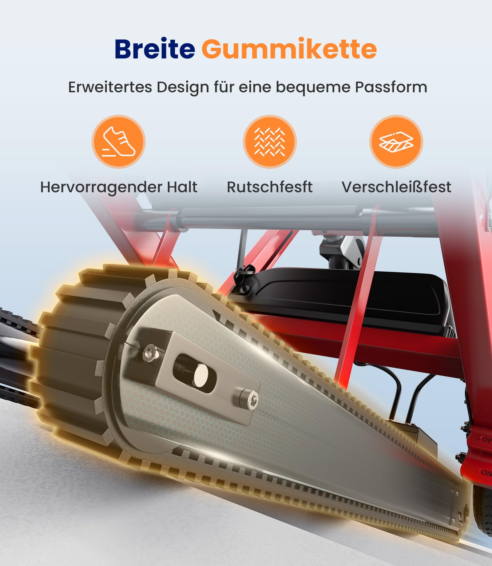 VOCIC AY04 Elektrischer Treppensteiger Rollstuhl bis 220KG mit Gummikette | Elektrische Treppenhilfe Rollstühle Faltbar, Treppenlift Medizinische Rettungstrage mit LED Licht für Senioren, Rot
