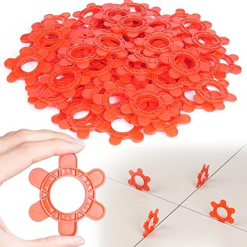 400 Pcs Reusable Hexagon Tile Spacers 15mm, 6 Sizes in 1 Large 6.7cm Plastic Tile Leveling Shims, Colour Coded Gap Clips for Wall & Floor Tiling, Fast Removal Red