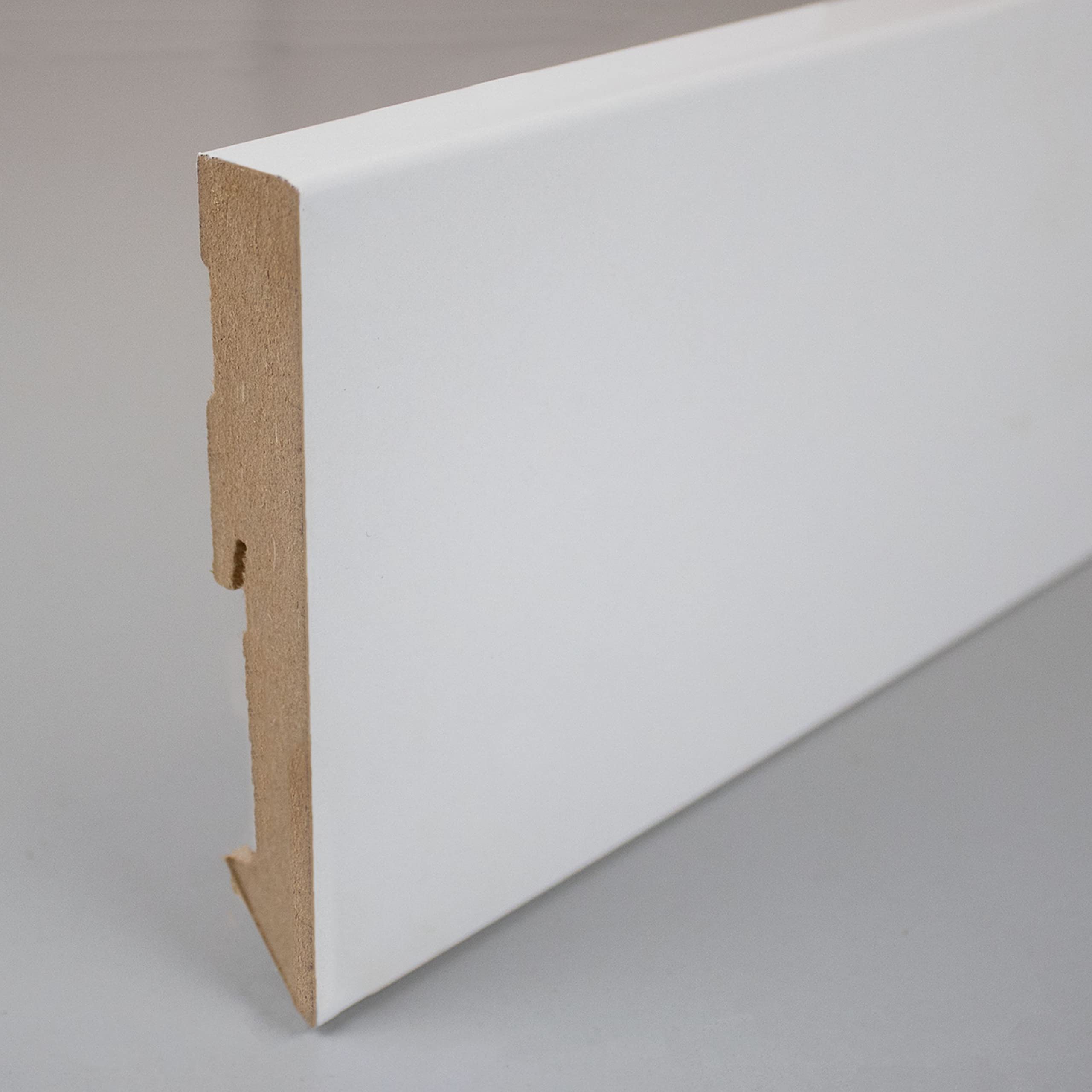Plinthe PROVISTON MDF 18x58x2500 Mm – Revêtue Noyer Clair, à Coller, Fabrication Allemande