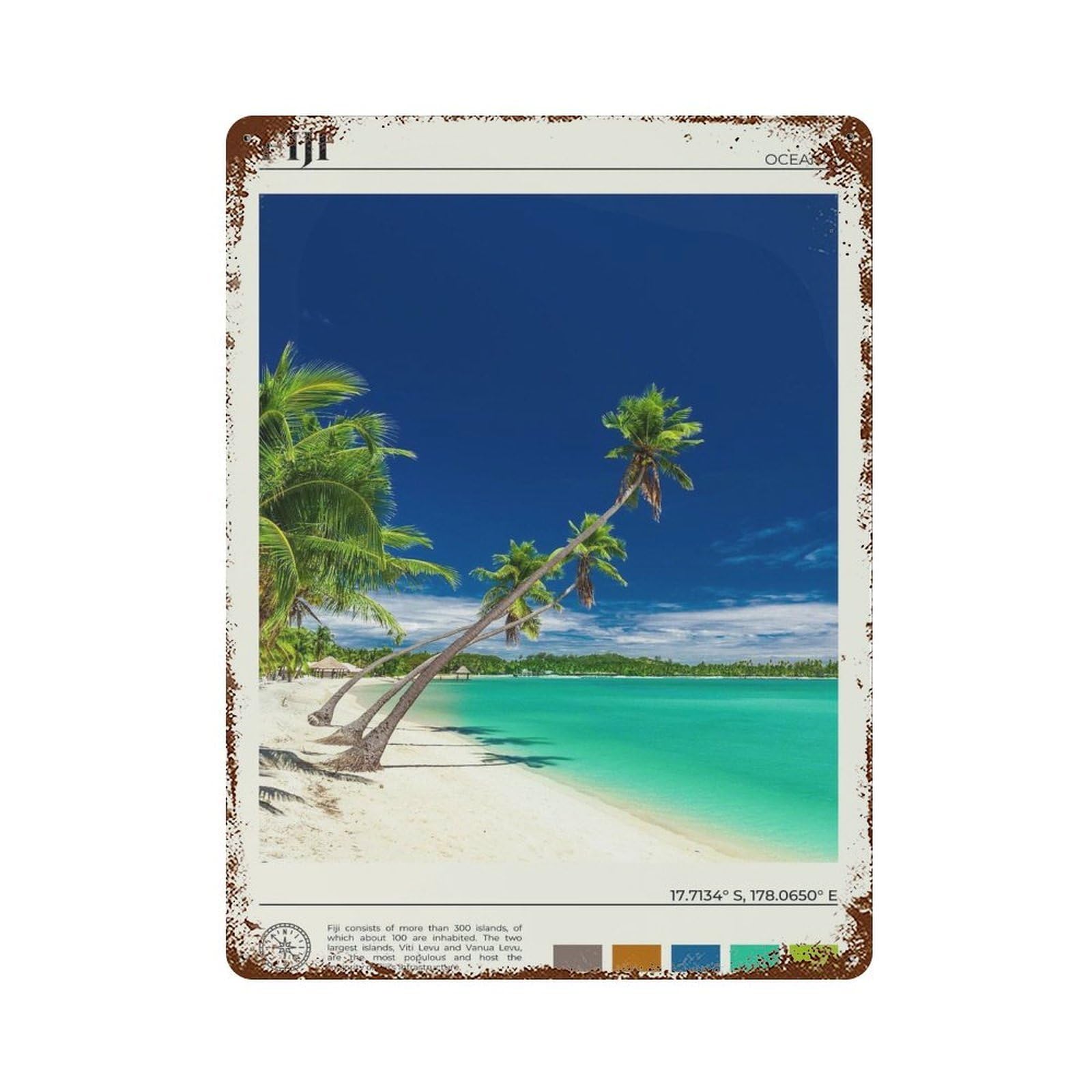 xiaoxiaoshen Real Photo Fiji Decor Oceania Wall Decor Art Metal Tin Poster Modern Home Decor Art Home Bar Shop Decorations Vintage Sign 40x30cm