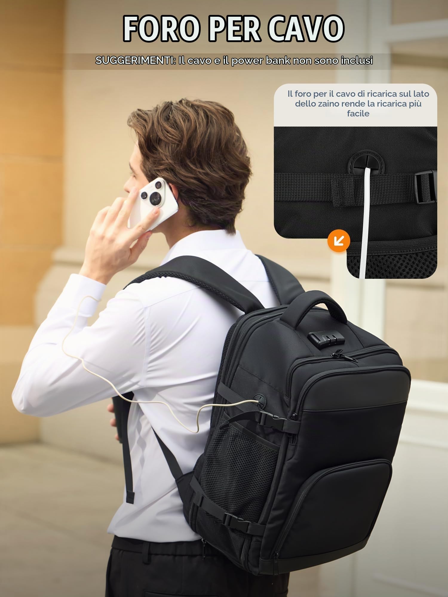 Zaino Ryanair 40x30x20 Zaino da Viaggio Aereo Bagaglio a Mano | Espandibile 40x30x20 a 40x30x25, 24L a 30L, Zaino Antifurto Donna Uomo per Scuola Lavoro
