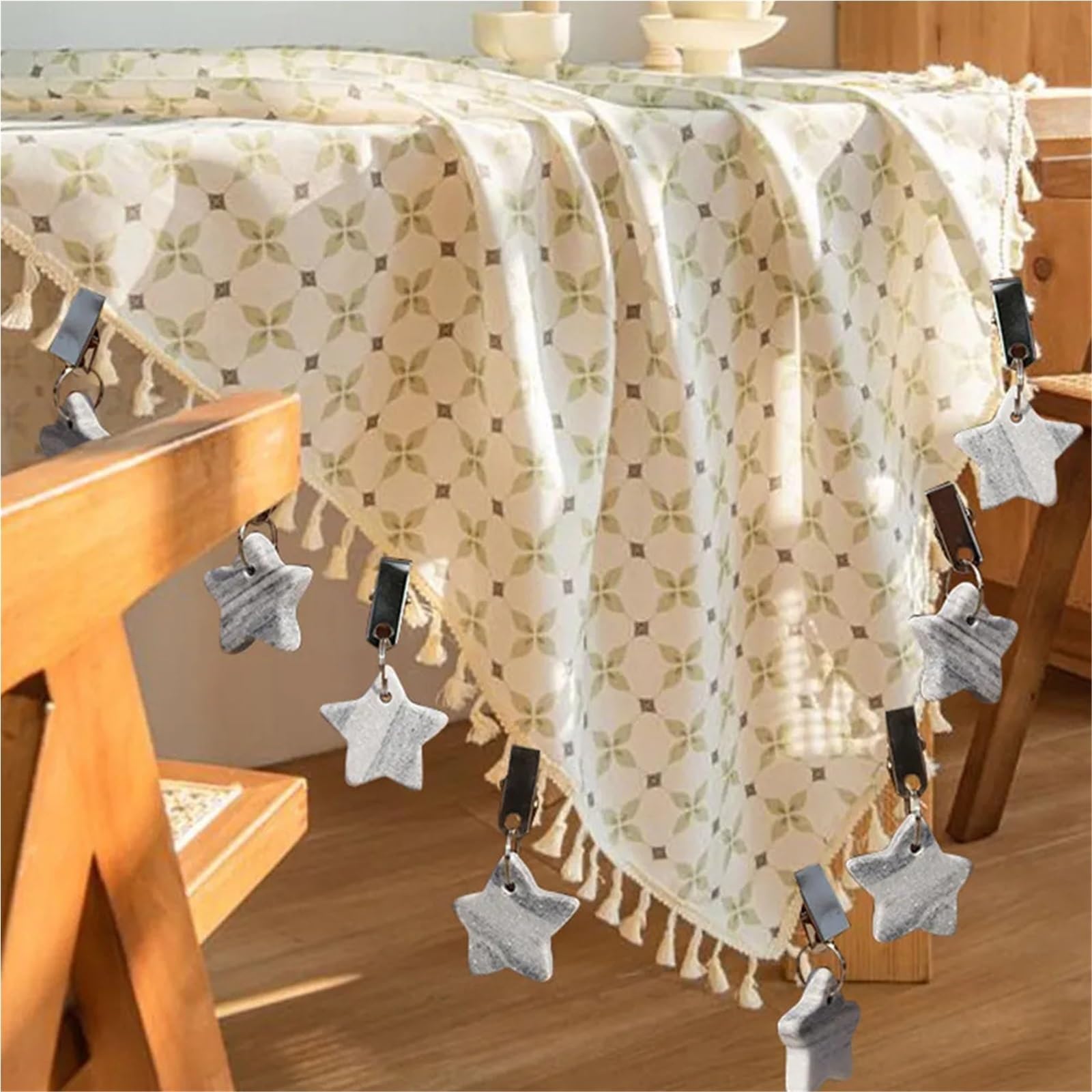 Tischdeckenbeschwerer, Marmor-Tischdeckengewichte, Edelstahl-Clips für Outdoor, Party, Hochzeit, Picknick, 10 Stück