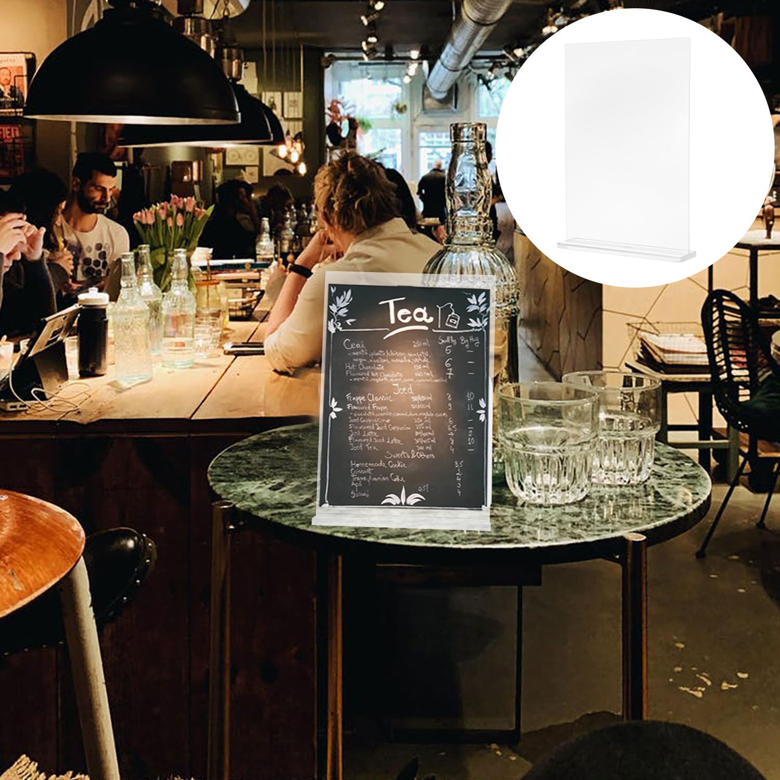 6 Stück Acryl Schildhalter T-form Doppelseitig Transparenter Tischmenü Displayständer aus Langlebigem Acryl Vertikaler Preisschildhalter für Restaurant Büro Zuhause