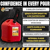Vista 5 de Midwest Can Company 5610 - Recipiente de combustible para latas de gasolina de 5 galones con boquilla (paquete de 2)