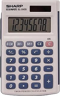 Sharp Calculators EL-243SB 8-Digit Pocket Calculator