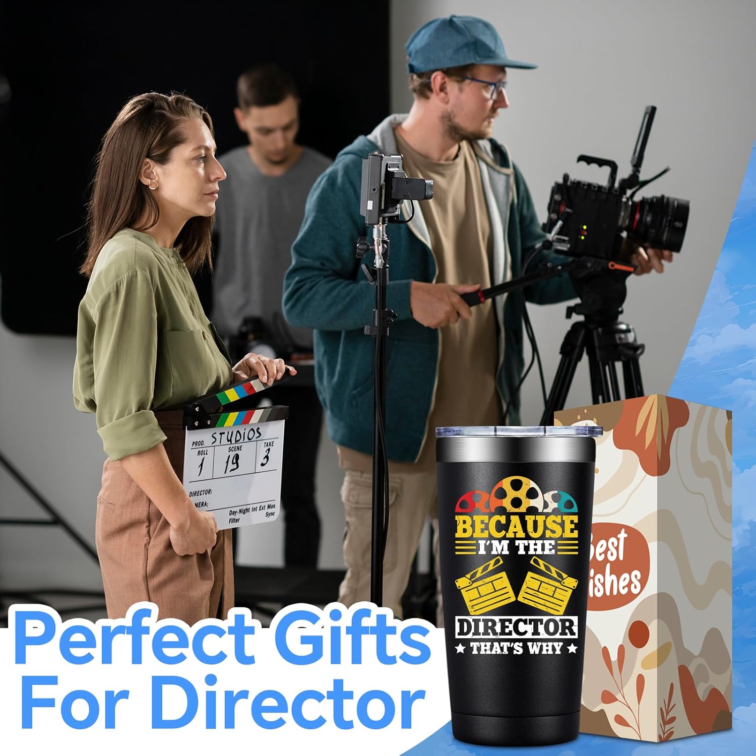 SpenMeta Director Gifts for Men, Women - Christmas Birthday Gifts for Band, Filmmaker, Movie, Theatre Directors - 20oz Because I Am The Director That's Why Tumbler Cup - Image 2