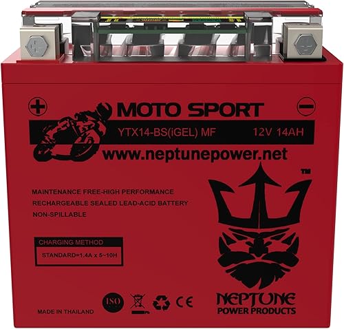 Miniatura 2 de YTX14-BS Batería de GEL de alto rendimiento para Kawasaki vn800-a, B, C Vulcan 95  03 por Neptune
