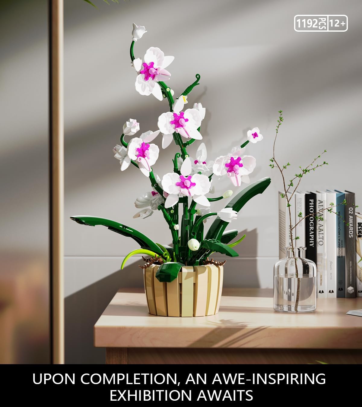 Icons Orchid Flowers Building Set, Exquisite Orchid Bonsai for Adult- Compatible with Lego Flowers, Ideal for Mothers and Valentine's Day Display (1192pcs)