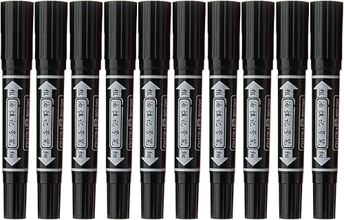 Miniatura 5 de 10 marcadores permanentes de doble punta de doble punta resistente a base de alcohol, negro, azul, rojo, almacén, escuela, oficina, negocios,