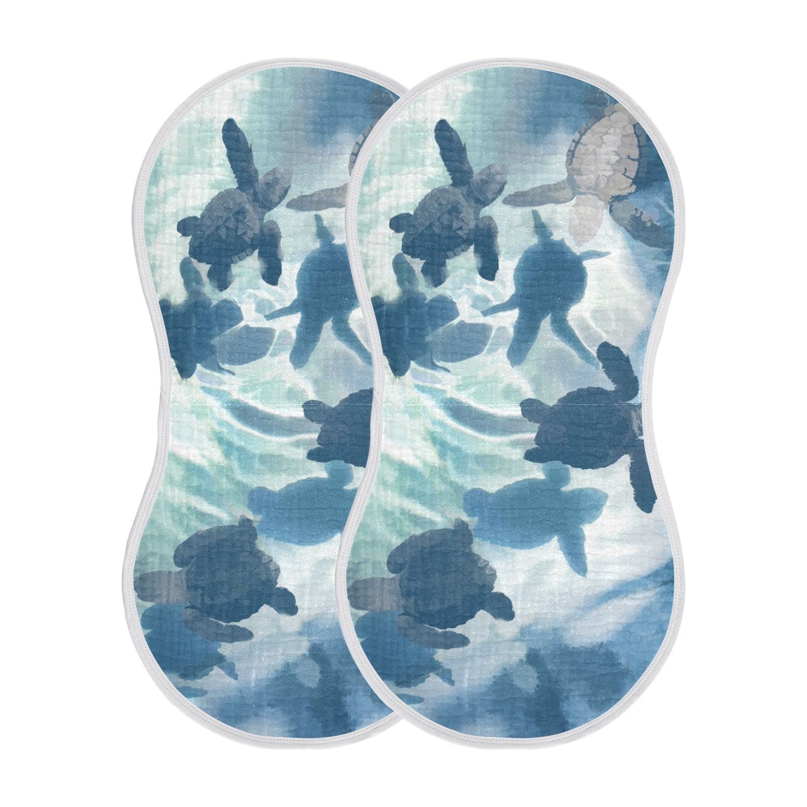 YYZZH Sea Turtle Olive Ridley Turtles Muslin Burp Cloths for Baby 2 Pack 100% Cotton Baby Washcloths Bibs for Boy Girl