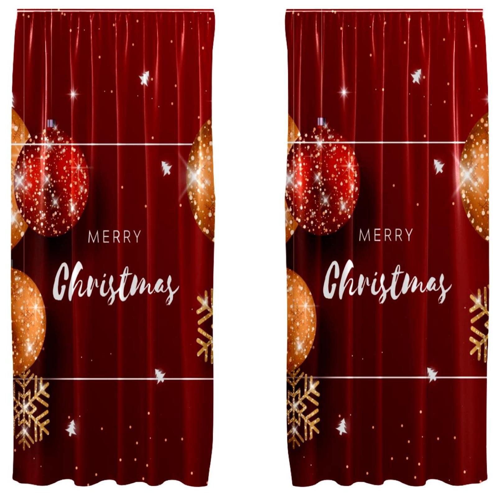 Cortinas de Navidad rojas para decoración de ventanas en salones y comedores familiares