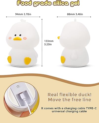Miniatura 5 de L LOHAS LED Linda luz nocturna de pato, lámpara de pato kawaii, decoración de escritorio, cosas lindas, luz de pato blando, lámpara de mesa de 16