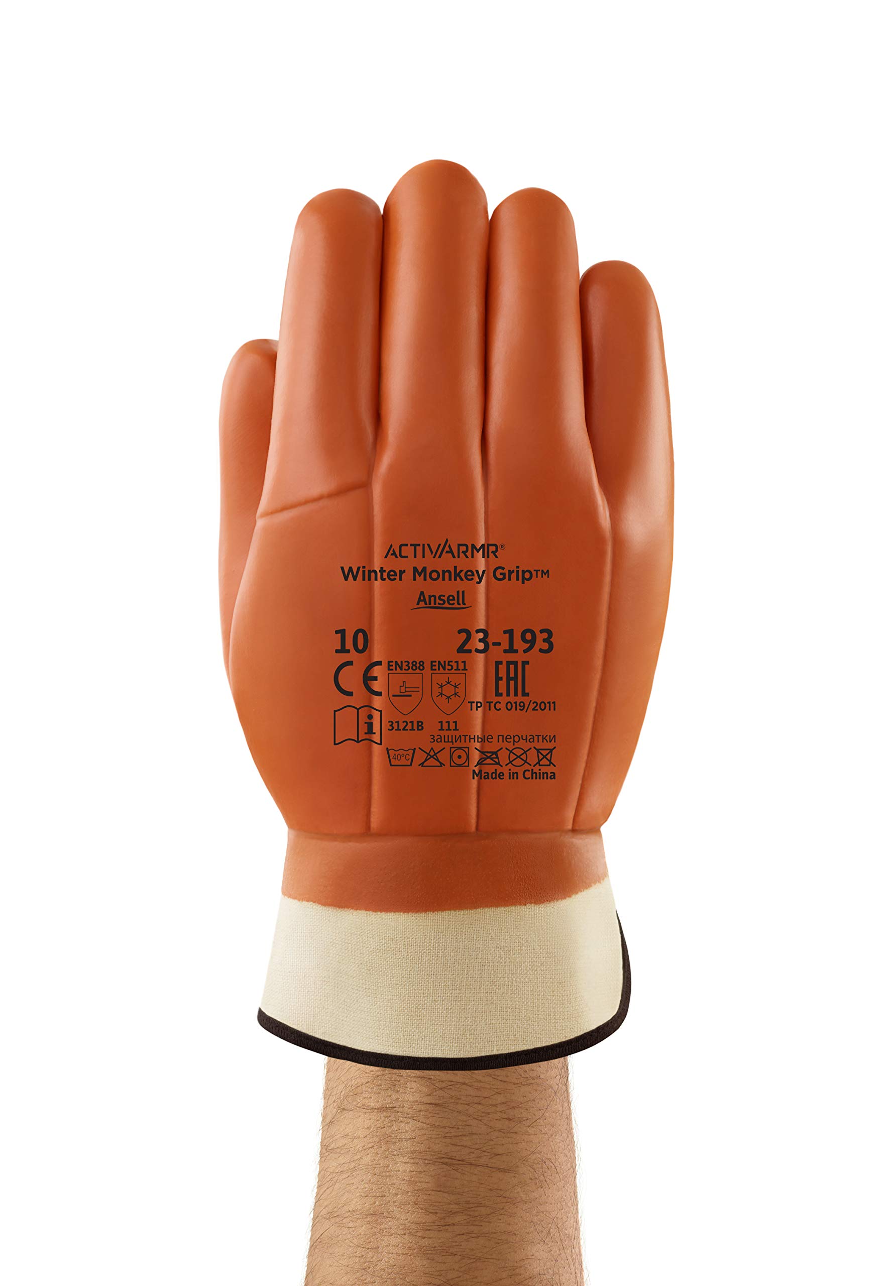 Ansell Winter Monkey Grip 23-193 Rękawiczki robocze, przeciwzakłodziej odporności termicznej, olej i tłuszcze Oléofuge Oilt i tłuszcze, mechanika przemysłowa, niebieski, rozmiar XL (12 par)