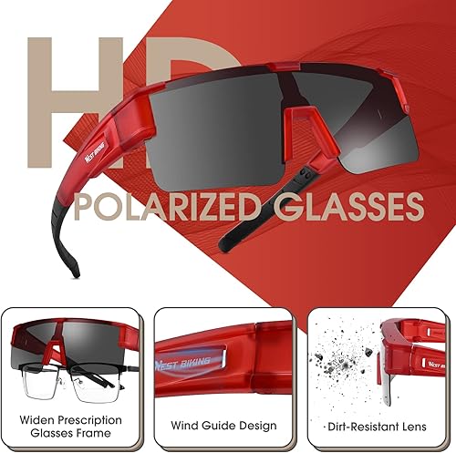 Miniatura 8 de CYCLESPEED Gafas de sol polarizadas de ciclismo para hombres y mujeres gafas de ciclismo UV 400 para béisbol pesca conducción