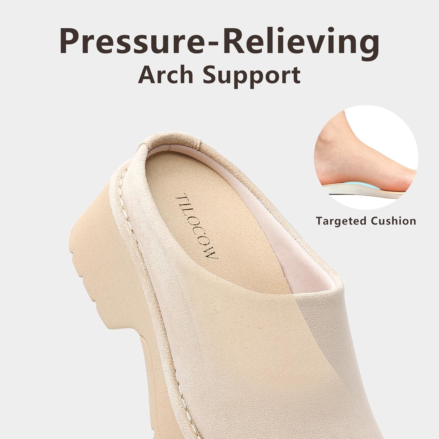 Tilocow Platform Clogs for Women Comfortable Platform Mules Slip-On Potato Shoes with Arch Support